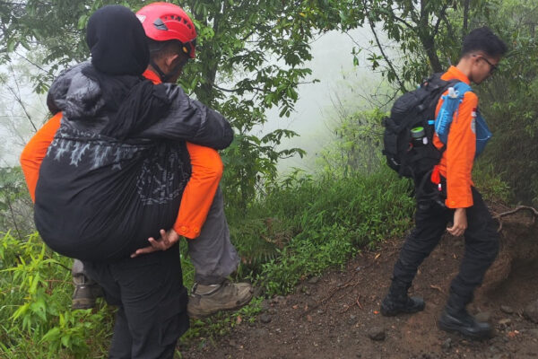 Begini Evakuasi Pendaki Wanita Asal Bekasi yang Kolaps di Gunung Sindoro