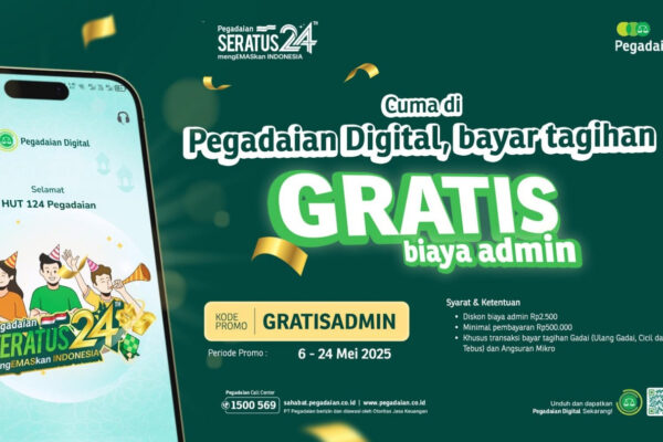 Transaksi di Pegadaian Digital, Bebas Biaya Admin
